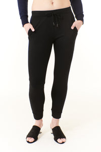 -Fleece LoungewearCapote, fleece jogger pants with contrast navy racing stripe
