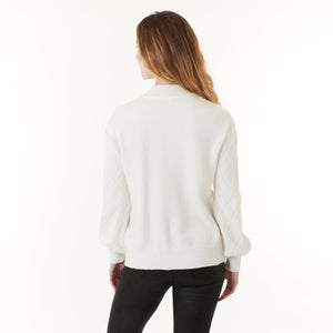 Cezele, pearls bejeweled sweater in white diamond knit-Exclusive Offers - 50% Off