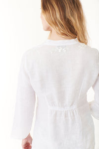 Maliparmi, Linen embellished blouse in natural white-Italian Designer Collection-