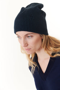 ribbed knit beanie with destruction-Promo Eligible