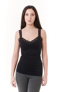 seamless lace trimmed corset camisole-seamless lace trimmed corset camisole