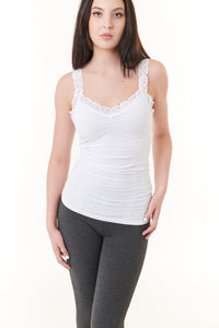 seamless lace trimmed corset camisole-Tank Tops