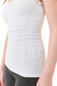seamless lace trimmed corset camisole-