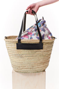 Desigual, Straw Tote with butterfly clutch and black leather trim-