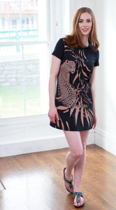 Desigual, cotton mini dress with jaguar print-