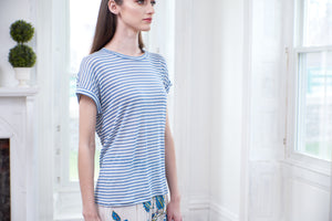 Maliparmi, striped jersey linen knit tee shirt-Italian Designer Collection-Maliparmi, striped jersey linen knit tee shirt-Italian Designer Collection