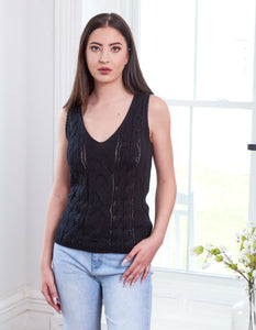 -SaleSWTR, cable knit sleeveless v neck linen shell