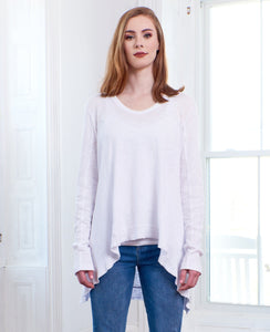 -White CollectionWILT, cotton long sleeve mix panel tunic