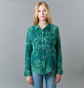 Nu Vintage, crinkled cotton gauze blouse with floral patch-