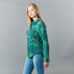 Nu Vintage, crinkled cotton gauze blouse with floral patch-
