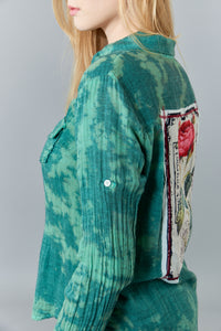 Nu Vintage, crinkled cotton gauze blouse with floral patch-Nu Vintage, crinkled cotton gauze blouse with floral patch