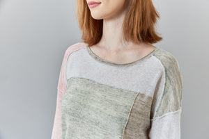 SWTR, Linen Knit color block round neck pullover sweater-
