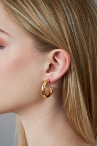 Theia Jewelry,Hoops, Olivia Hollow Hoop in Gold Medium-Promo Eligible