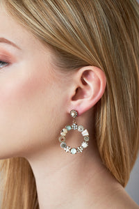 Theia Jewlery, Flora Circle Earrings in White Combo CZ and Swarovski Crystals-
