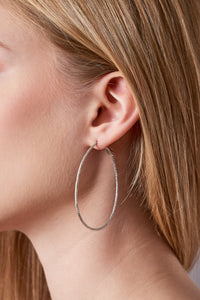 Theia Jewelry,White Gold diamond dust tear drop large hoop earrings-
