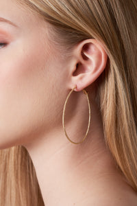 Theia Jewelry, Gold diamond dust tear drop large hoop earrings-