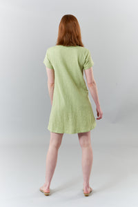 WILT, Cotton trapeze tee shirt dress in celery-WILT, Cotton trapeze tee shirt dress in celery