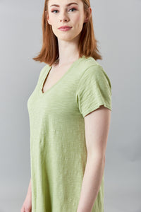 WILT, Cotton trapeze tee shirt dress in celery-WILT, Cotton trapeze tee shirt dress in celery