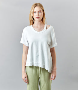 WILT, cut out shoulder slant hem sweatshirt-