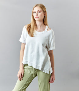 -White CollectionWILT, cut out shoulder slant hem sweatshirt
