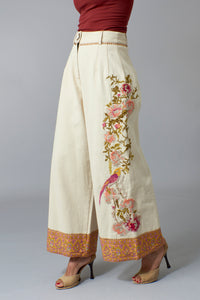 -BottomsAratta, Denim, high waist wide leg trouser with embroidery