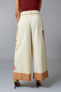 Aratta, Denim, high waist wide leg trouser with embroidery-High End Pants