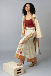 Aratta, Denim, high waist wide leg trouser with embroidery-High End