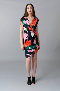 Donna Morgan, jersey, bold camo print ruched dress-Dresses