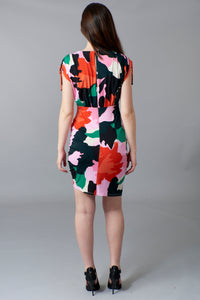 Donna Morgan, jersey, bold camo print ruched dress-Promo Eligible