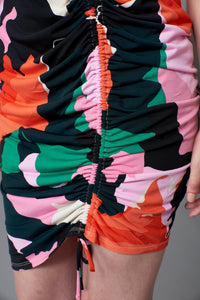Donna Morgan, jersey, bold camo print ruched dress-Dresses
