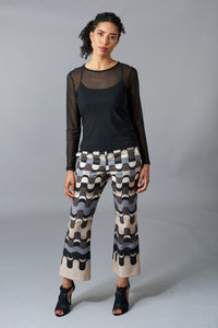 Maliparmi, Jacquard Crepe, crop flare trousers in neo modern cady print-Italian Designer Collection-