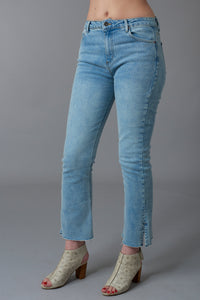 Tractr Jeans, high rise crop flare in light wash-Tractr Jeans