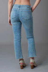 Tractr Jeans, high rise crop flare in light wash-Crop Pants