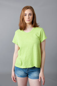 -TopsWILT, cotton short sleeve crew neck tee shirt in lime