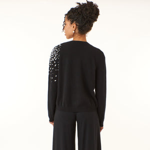 Kier & J, button down cashmere cardigan with cheetah print-Fine Knitwear