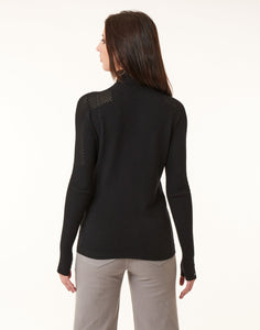 Oblique Creations, fine knit turtle neck sweater with body silhouette graphic -Italian Designer Collection-High End