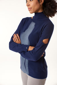 Oblique Creations, fine knit turtleneck sweater with body silhouette and cut outs-Italian Designer Collection-Promo Eligible