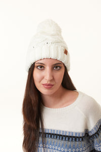 Fashion Collection, cable knit beanie with pom-Hats
