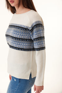 SWTR, wool cashmere blend, fair isle crew neck sweater-Tops