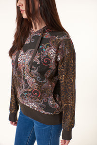 Robert Graham, cotton hoodie in brown cheetah paisley print-Gifts for the Fashionista