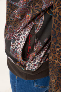 Robert Graham, cotton hoodie in brown cheetah paisley print-Promo Eligible