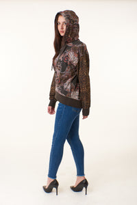 Robert Graham, cotton hoodie in brown cheetah paisley print-Loungewear