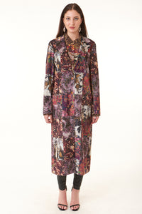 -High End OuterwearRobert Graham, Velvet, Ophelia duster jacket in brown patchwork print