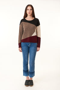 SWTR, merino wool cashmere blend, donegal patchwork boxy sweater-Promo Eligible
