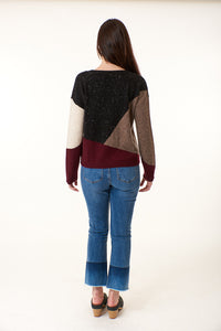 SWTR, merino wool cashmere blend, donegal patchwork boxy sweater-Tops