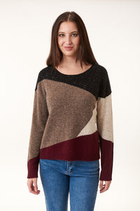 SWTR, merino wool cashmere blend, donegal patchwork boxy sweater-Luxury Knitwear