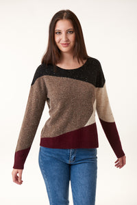 SWTR, merino wool cashmere blend, donegal patchwork boxy sweater-Fine Knitwear