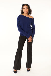 SWTR, wool cashmere blend, shirred off shoulder sweater-