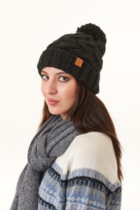 Fashion Collection, cable knit beanie with pom-Accessories