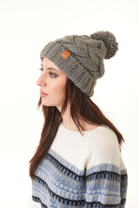 Fashion Collection, cable knit beanie with pom-